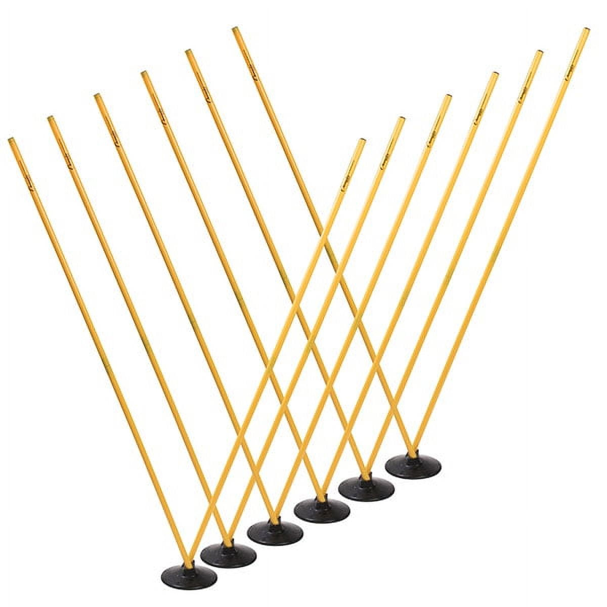 Champion Sports Outdoor Sports Agility Pole Set, 4 Poles with Spring Loaded Spikes, 71 Inches, Yellow