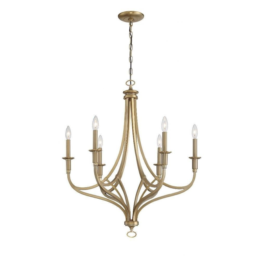 Minka Lavery Brushed Honey Gold Chandelier 28" Wide Modern 6-Light Fixture for Dining Room House Foyer Kitchen Entryway Bedroom