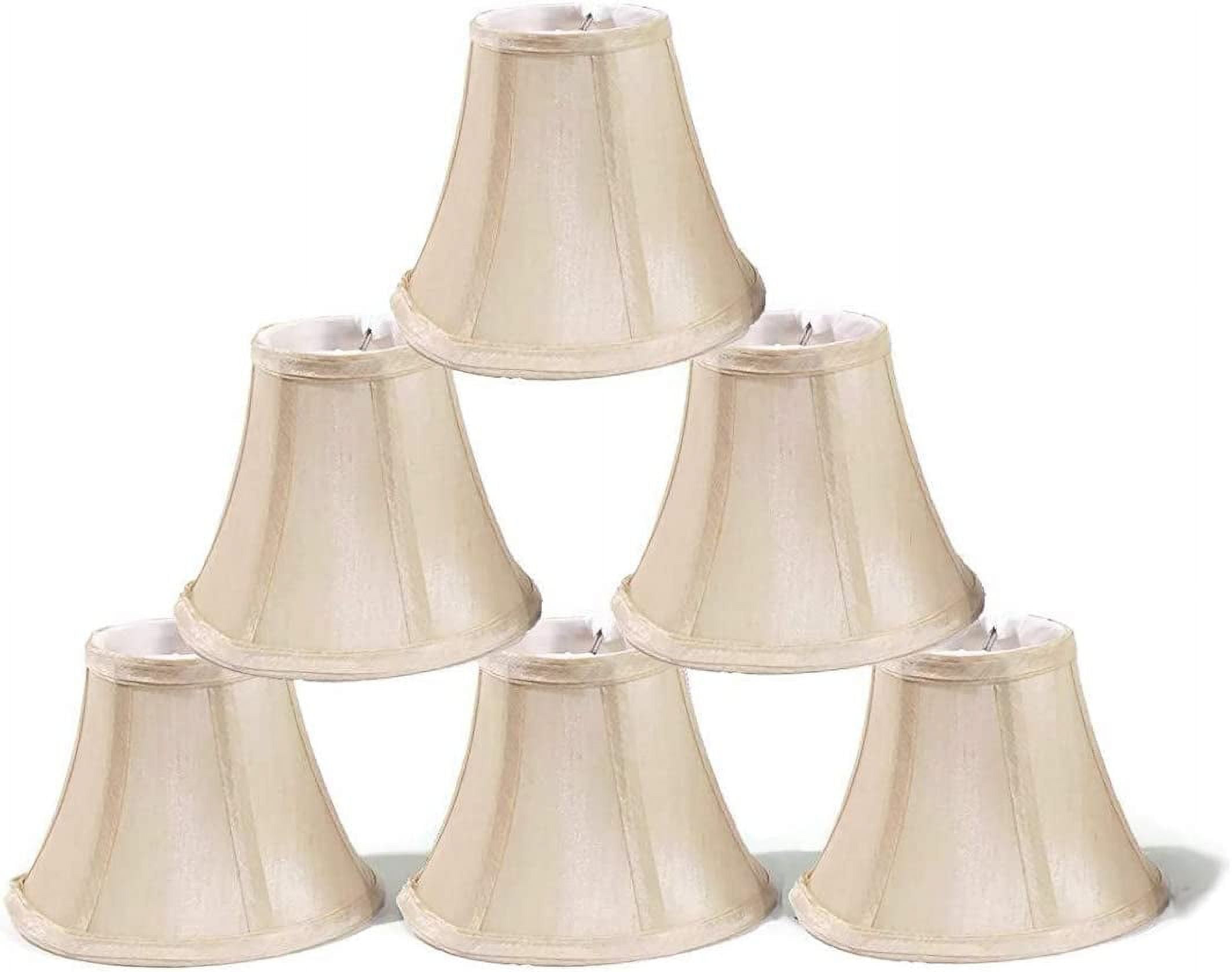 Elegant Cream Faux Silk Bell Chandelier Shades, Set of 6