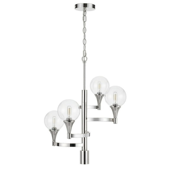 Araña con 4 Pantallas de Cristal Globo y Soportes de Diseño de Conos, Cromo- Saltoro Sherpi