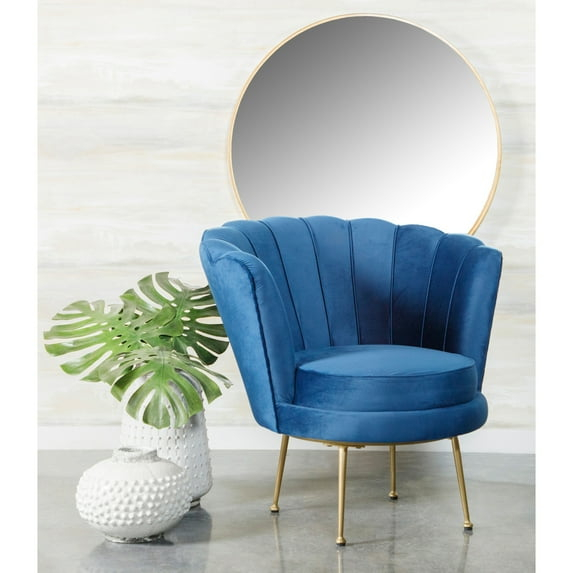 Channeled Tufted Barrel Accent Chair Blue