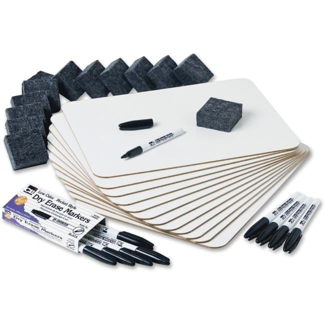Charles Leonard Dry Erase Lapboard Class Pack, Plain 1-Sided Boards, Markers & Erasers, Pack of 12