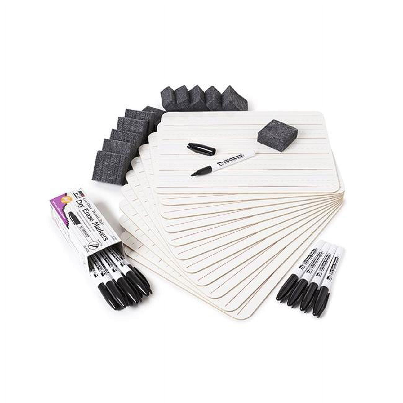 Charles Leonard Dry Erase Lapboard Class Pack, Plain 1-Sided Boards, Markers & Erasers, Pack of 12