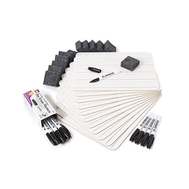 Charles Leonard Dry Erase Lapboard Class Pack, Plain 1-Sided Boards, Markers & Erasers, Pack of 12