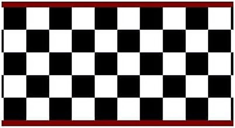 Checkered Flag Cars Wallpaper Border-9 Inch (Red Edge)