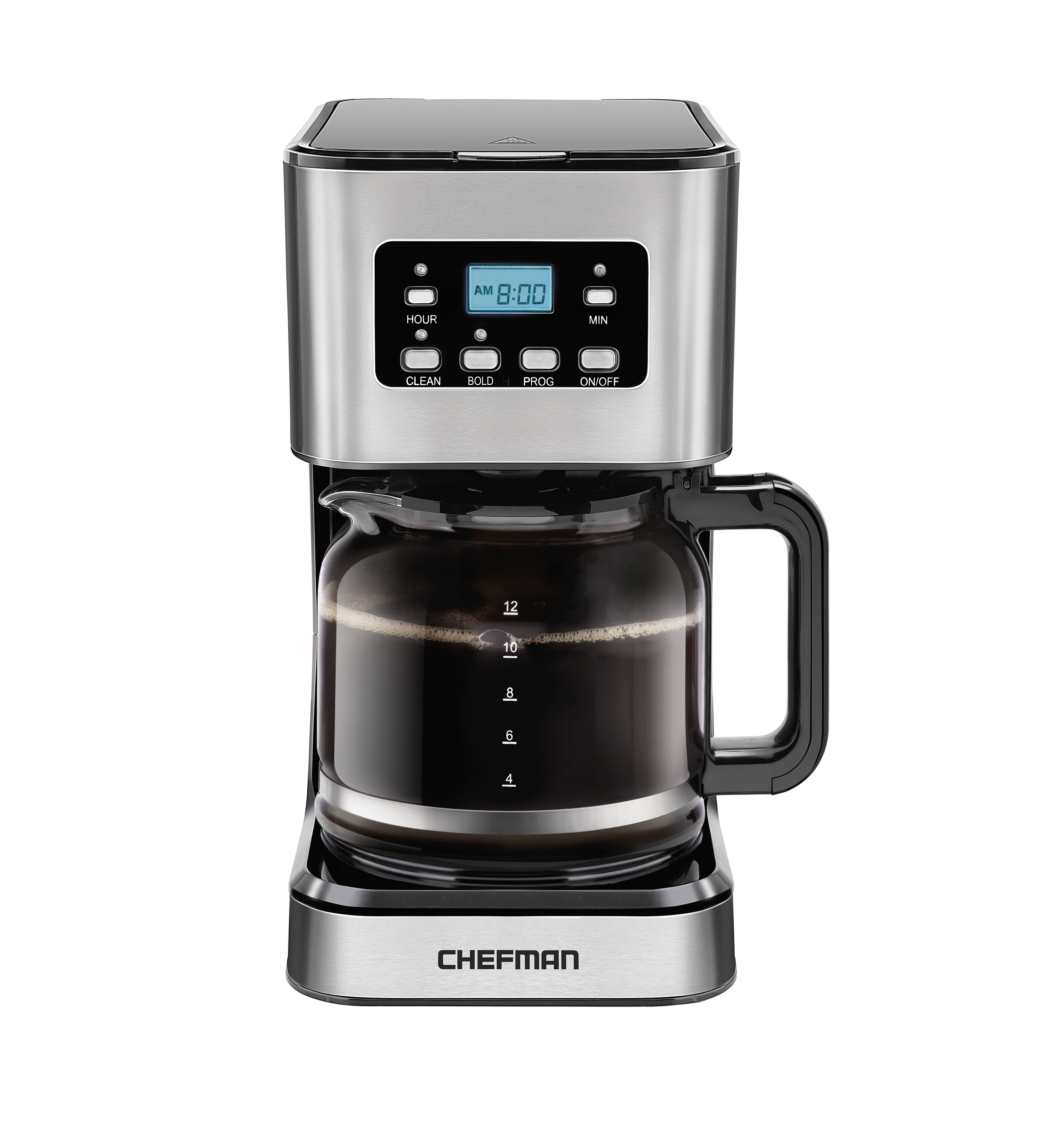 Chefman 12-Cup Programmable Coffee Maker w/ Digital Display, Auto Shut Off - Stainless Steel, New