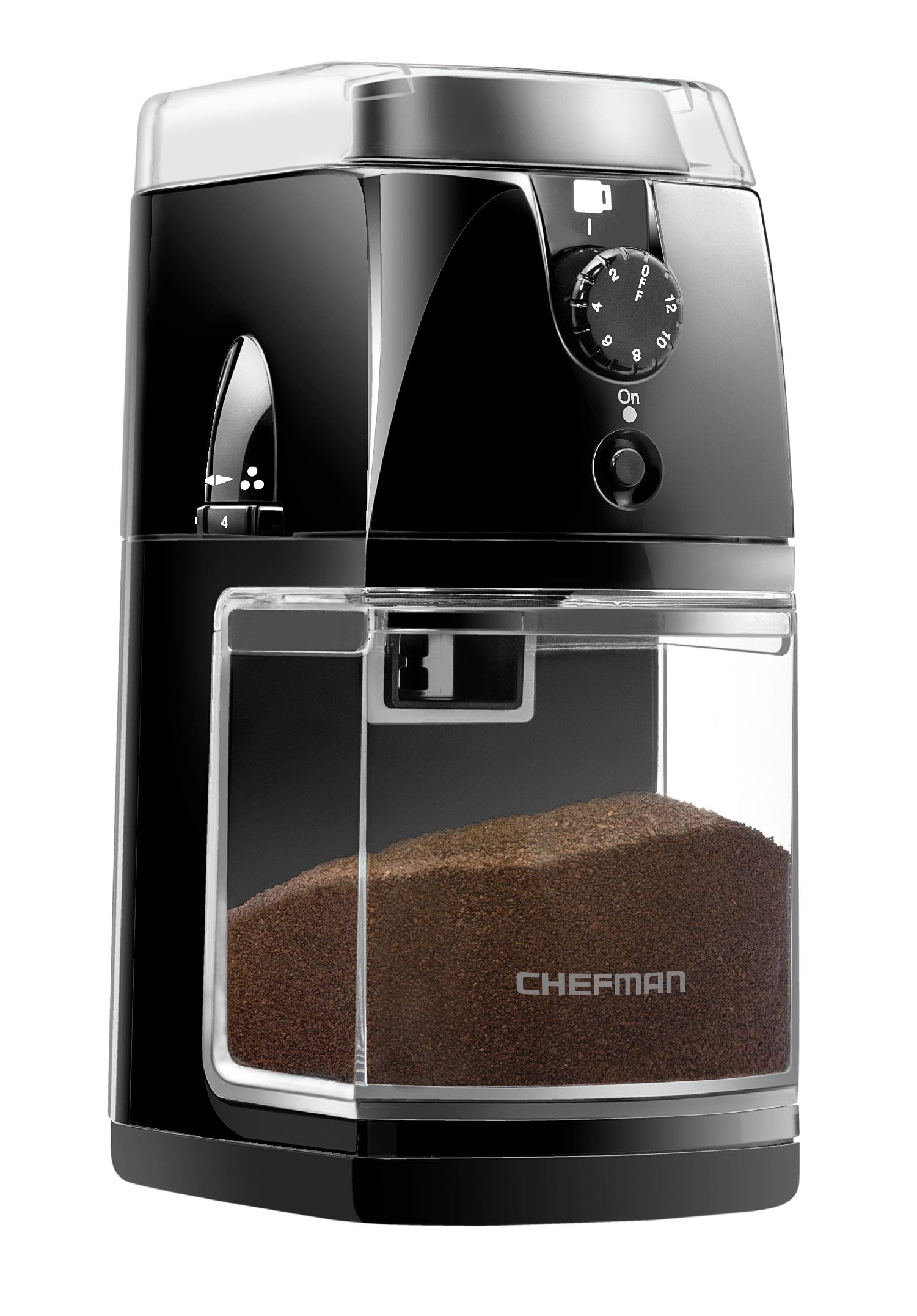 Chefman Coffee Grinder Electric Burr Mill 8oz Beans Large Hopper Easy One Touch Operation, Cleaning Brush Included Black