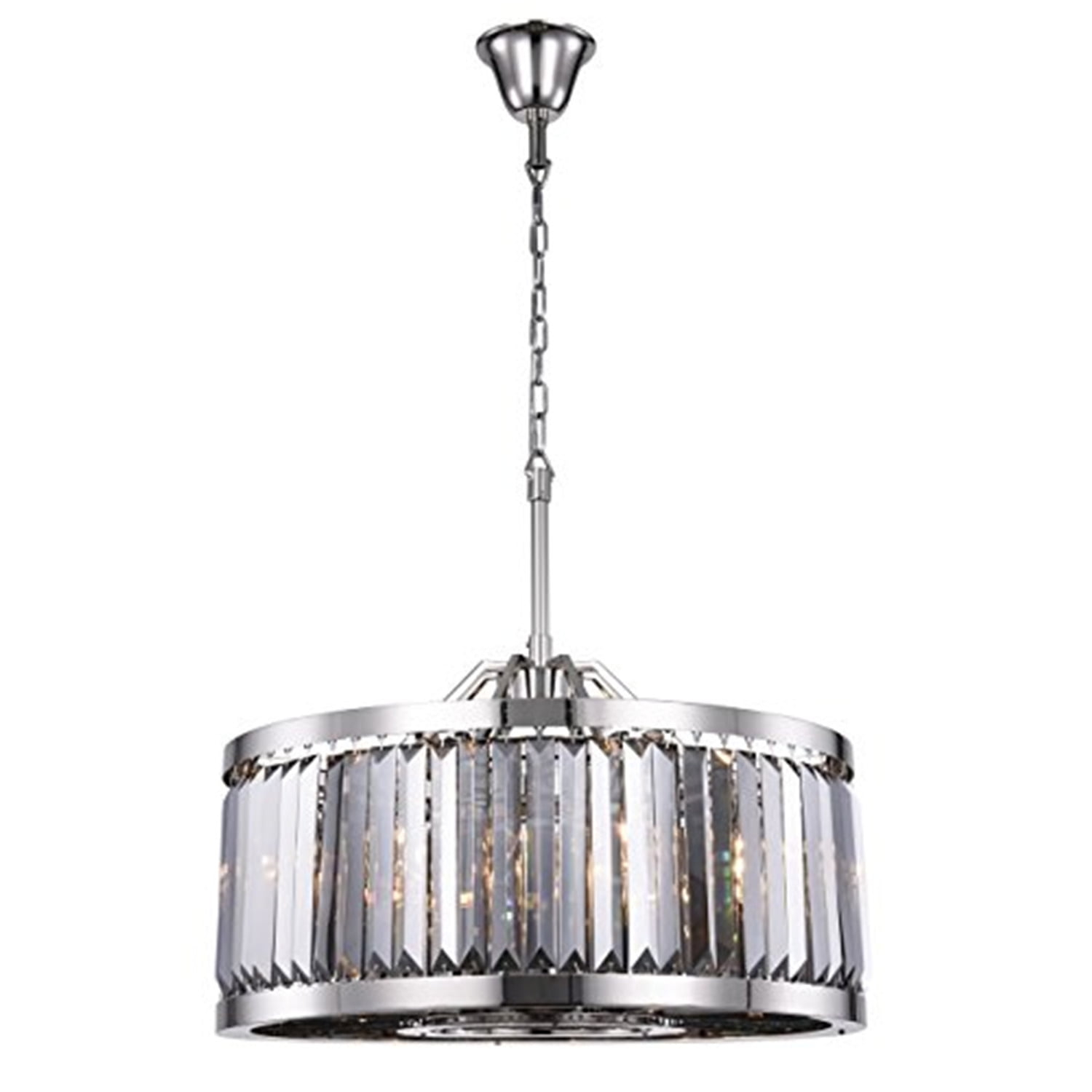 Chelsea 8 light Polished nickel Chandelier Silver Shade (Grey) Royal Cut Crystal
