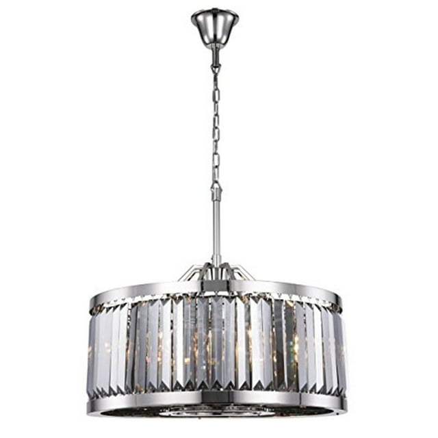 Chelsea 8 light Polished nickel Chandelier Silver Shade (Grey) Royal Cut Crystal
