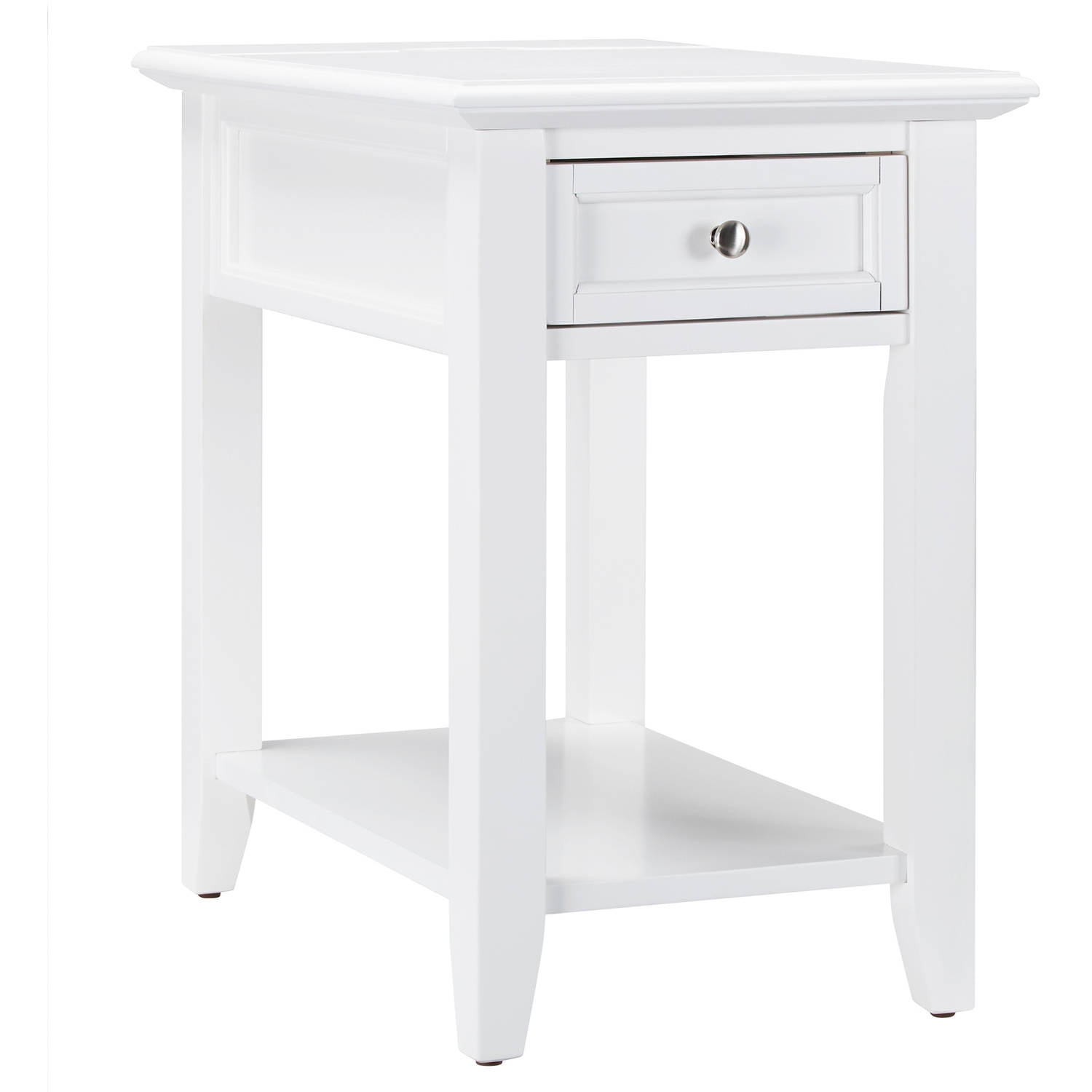 Chelsea Lane Wood End Table with Drawer and Lift-top Power Outlet, White