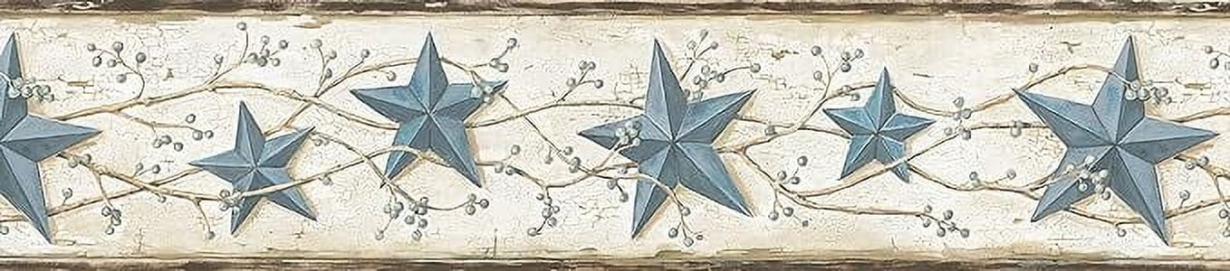 878788 Heritage Tin Star Wallpaper Border Blue CTR65366b