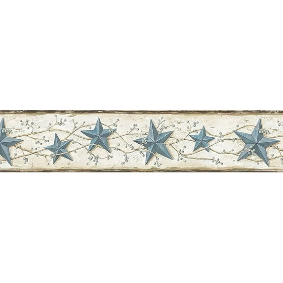 878788 Heritage Tin Star Wallpaper Border Blue CTR65366b