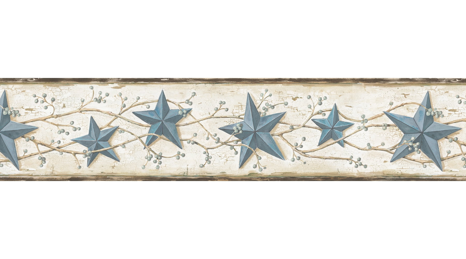 878788 Heritage Tin Star Wallpaper Border Blue CTR65366b