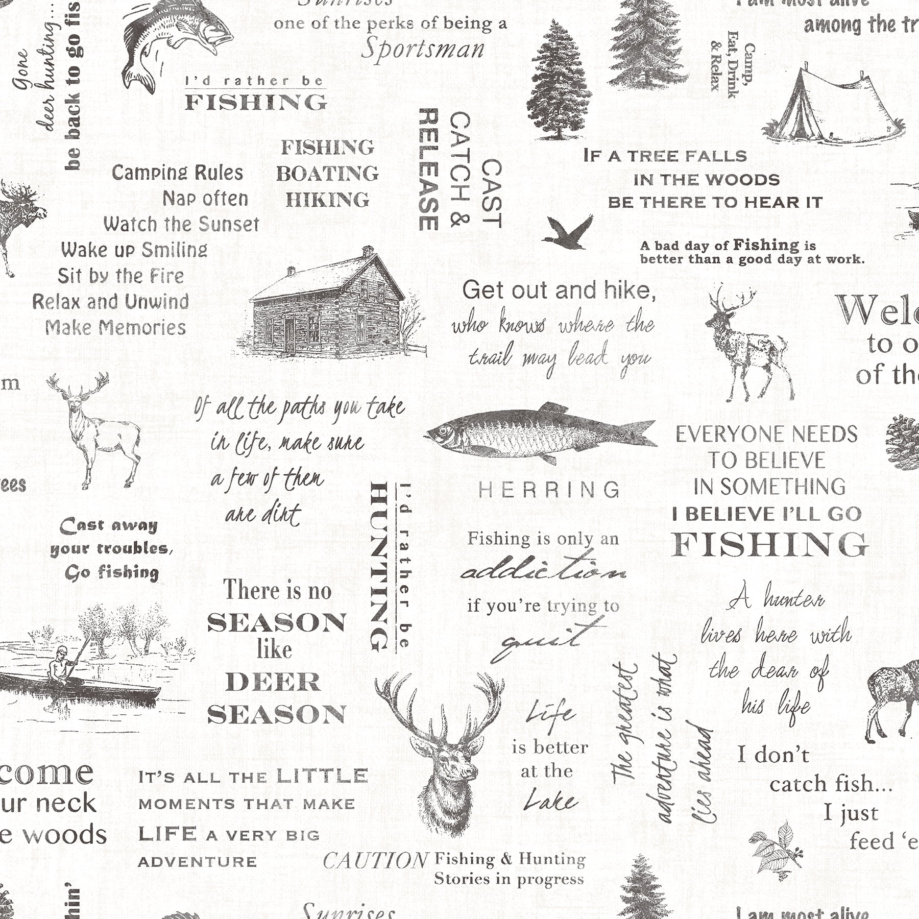 Chesapeake North Navy Camping Quotes Prepasted Easy Walls Wallpaper, 20.5-in by 33-ft, 56.4 sq. ft.