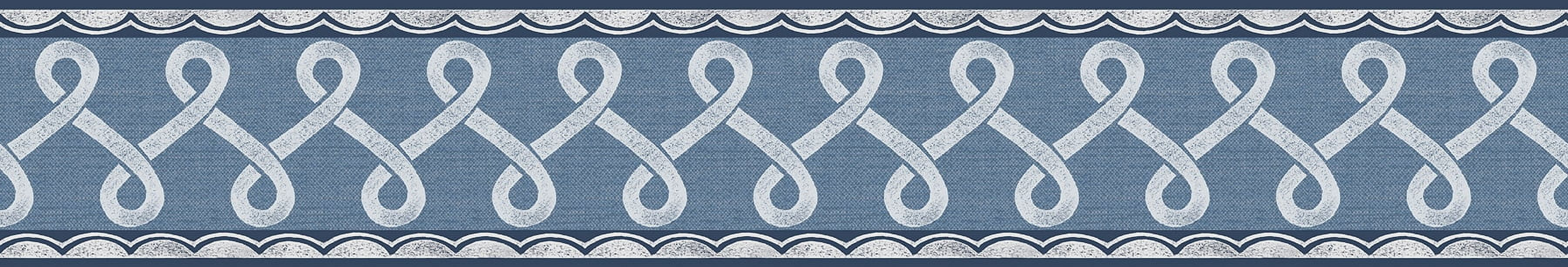Chesapeake Scalloped Ribbon Blue Trim Wall Border