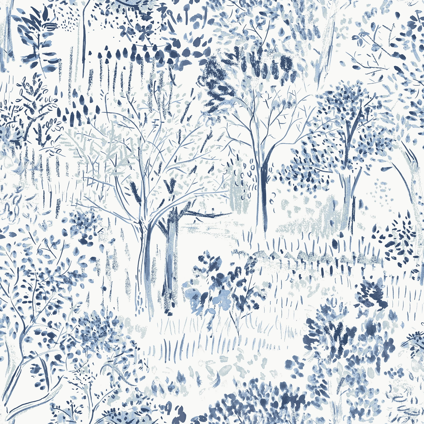 Chesapeake Walden Navy Forest Wallpaper, 20.5-in by 33-ft, 56.38 sq. ft.