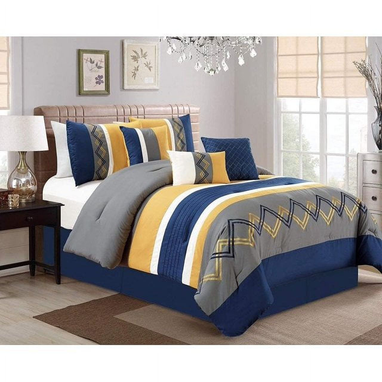 Chezmoi Collection Microfiber Modern & Contemporary 7 Piece Comforter Set