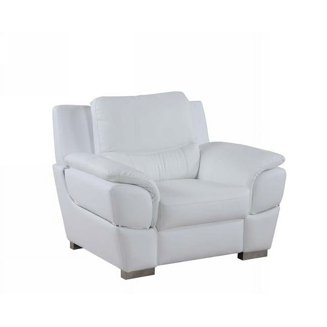 Chic Leather Chair, White - 37 in.