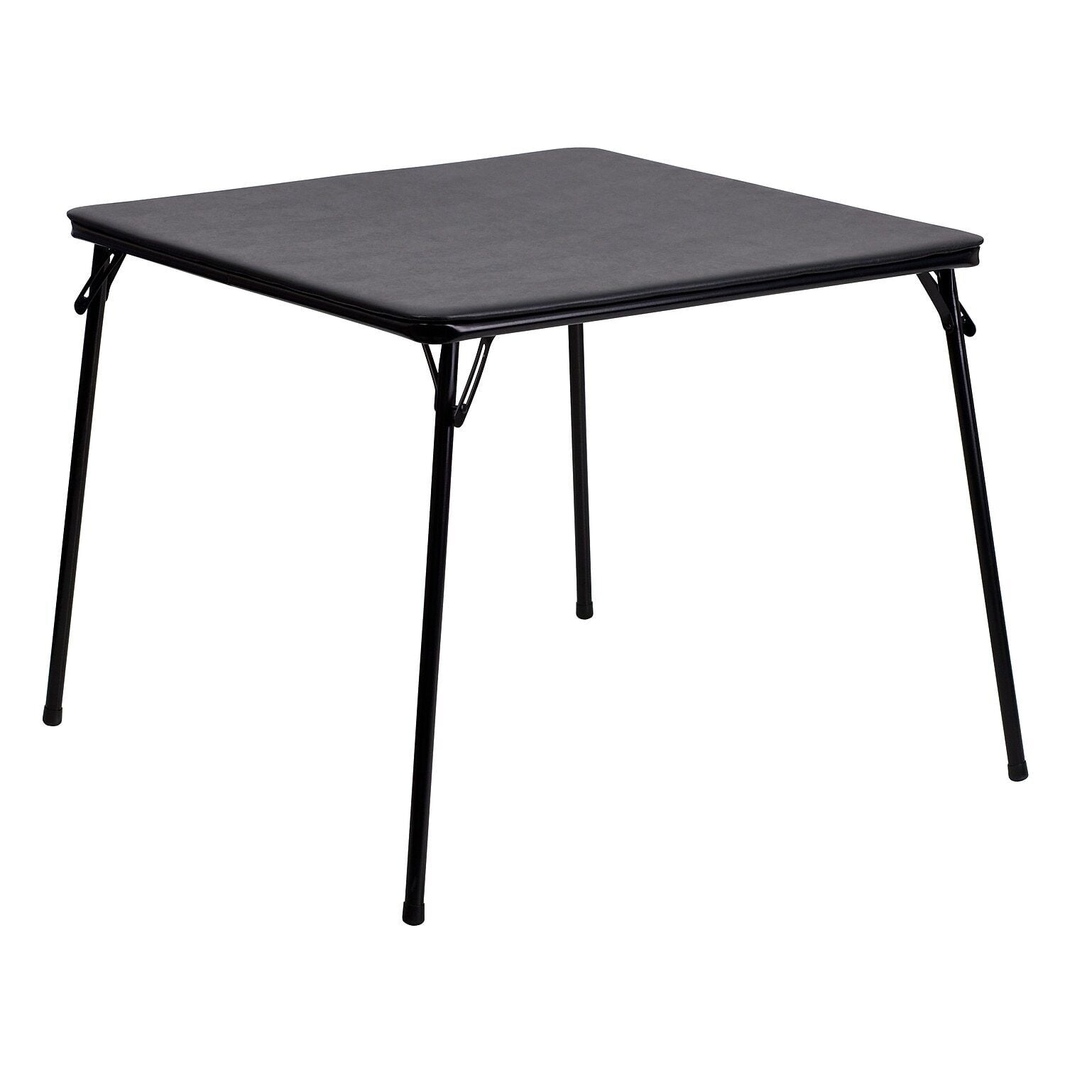 ChicCrest  Square Folding Table - Lightweight & Portable, Seats 4 Adults, 130 lbs Capacity, Vinyl-Covered Padded Top, Multipurpose for Game, Card, Dining etc., Rated for Commercial Use, Black