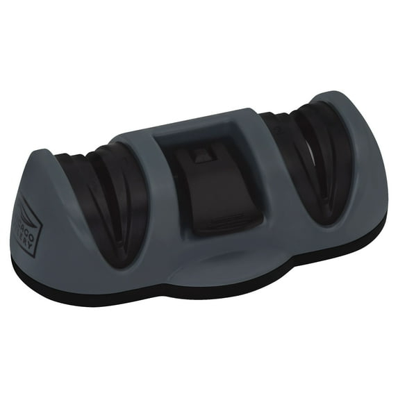 Chicago Cutlery Dual Stage Knife Sharpener with Fine and Coarse Sharpening, Suction Bottom and Compact Knife Sharpener, Black