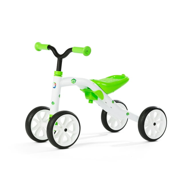 Chillafish Quadie stable 4-wheel grow-with-me ride-on with adjustable seat height, for kids 1-3 year, cookie storage in the seat, silent non-marking wheels, lime