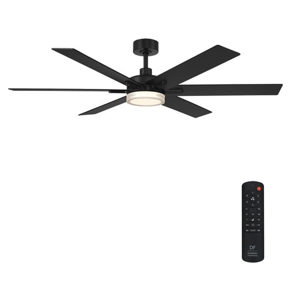 Chillion 60 in. Indoor/Covered Outdoor Matte Black LED Ceiling Fan with 5 CCT and 7 RGB Selections, Remote Included