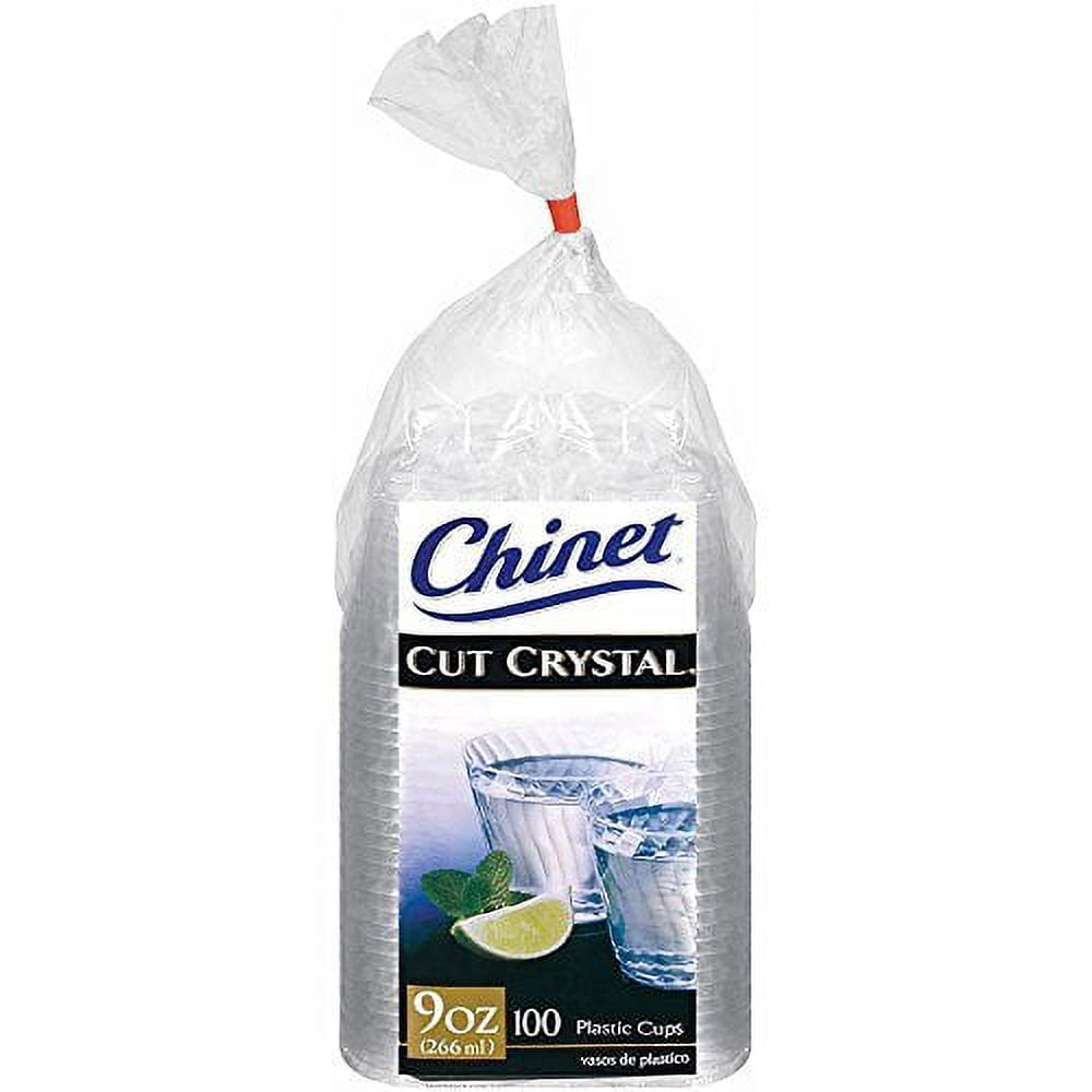 Chinet 9 oz Clear Cut Crystal Plastic Cold Cups, 100 Count