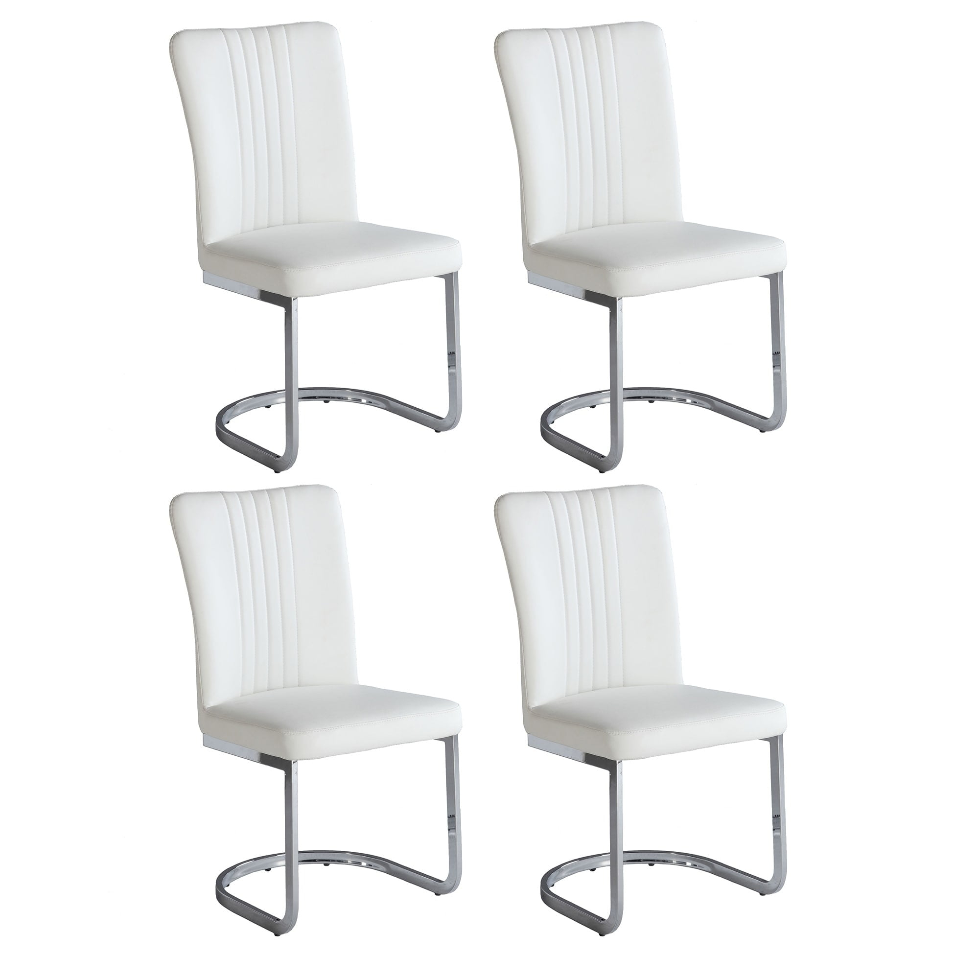 Chintaly Channel Back Cantilever Side Chair  - Set Of 4, White