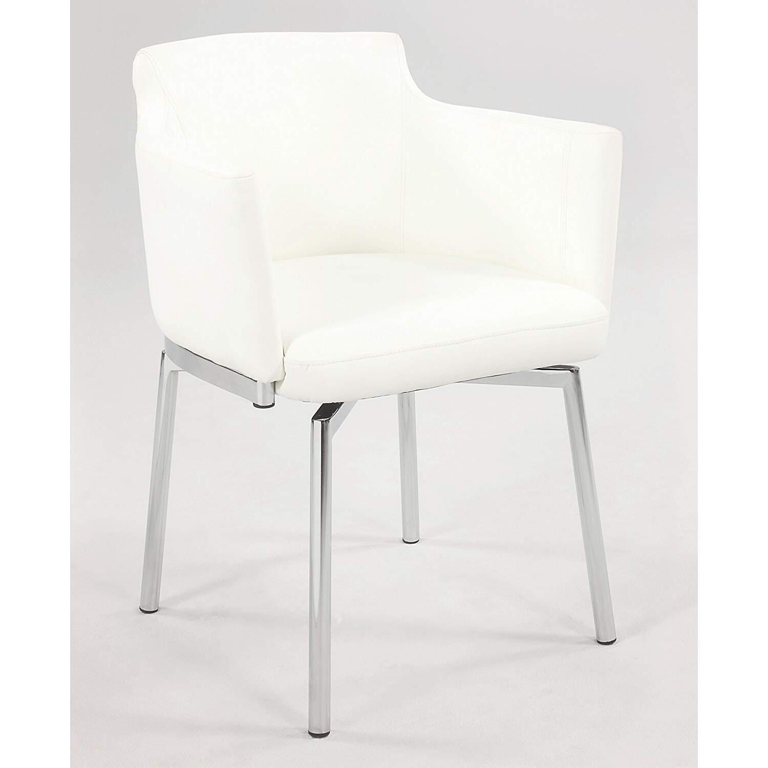 Chintaly Club Style Arm Chair With Memory Swivel - Set Of 2, White