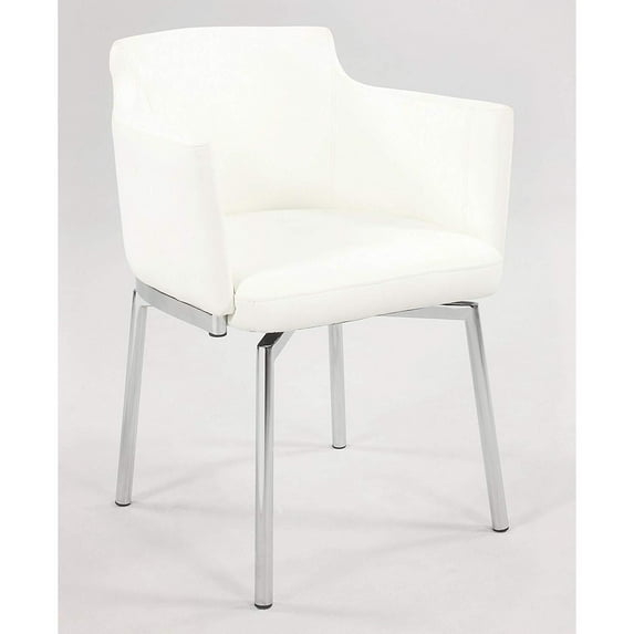 Chintaly Club Style Arm Chair With Memory Swivel - Set Of 2, White