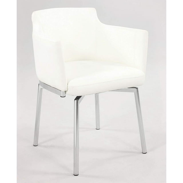 Chintaly Club Style Arm Chair With Memory Swivel - Set Of 2, White