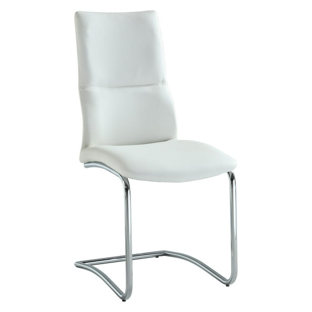 Chintaly Imports Cantilever Curved Back Side Chair, Chrome/White