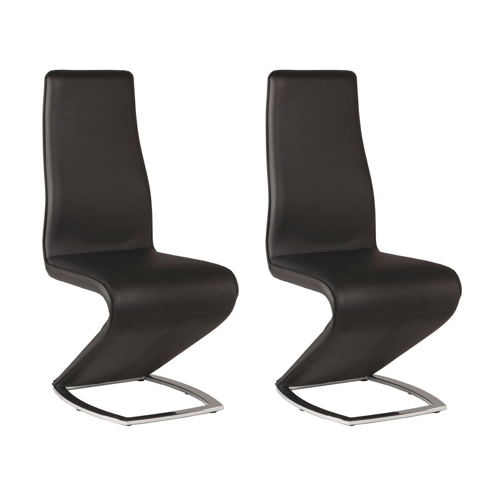 Chintaly "Z" Style Side Chair - Set Of 2, Black
