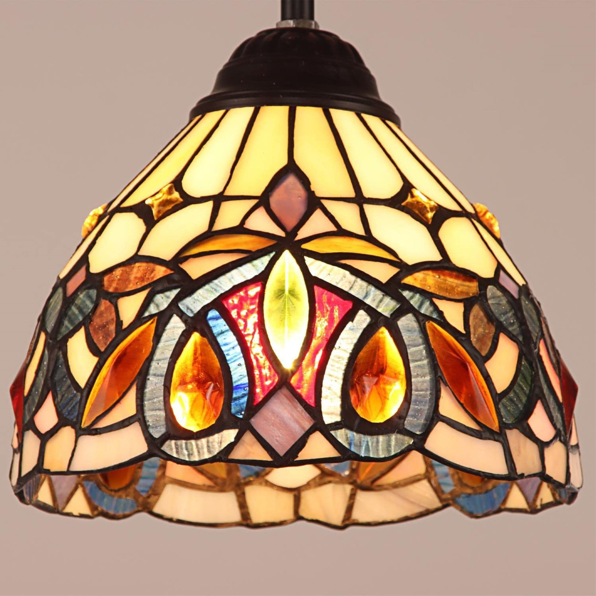Radiance Goods Victorian Tiffany-Style Dark Bronze 1 Light Mini Pendant 8" Wide