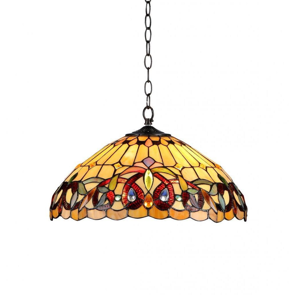 Chloe Lighting Tiffany Style Victorian Design 2-light Bronze Pendant