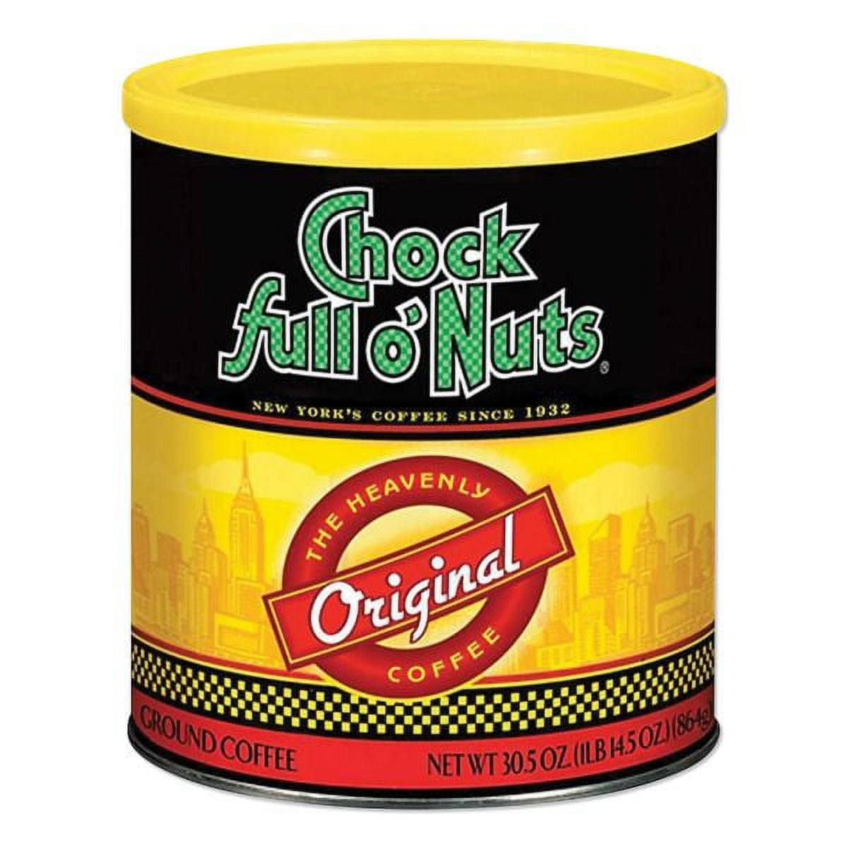 Chock Full o’Nuts Original Roast, Medium Roast Ground Coffee – Gourmet Coffee Beans – Smooth, Full-Bodied and Rich Coffee (30.5 Oz. Can)