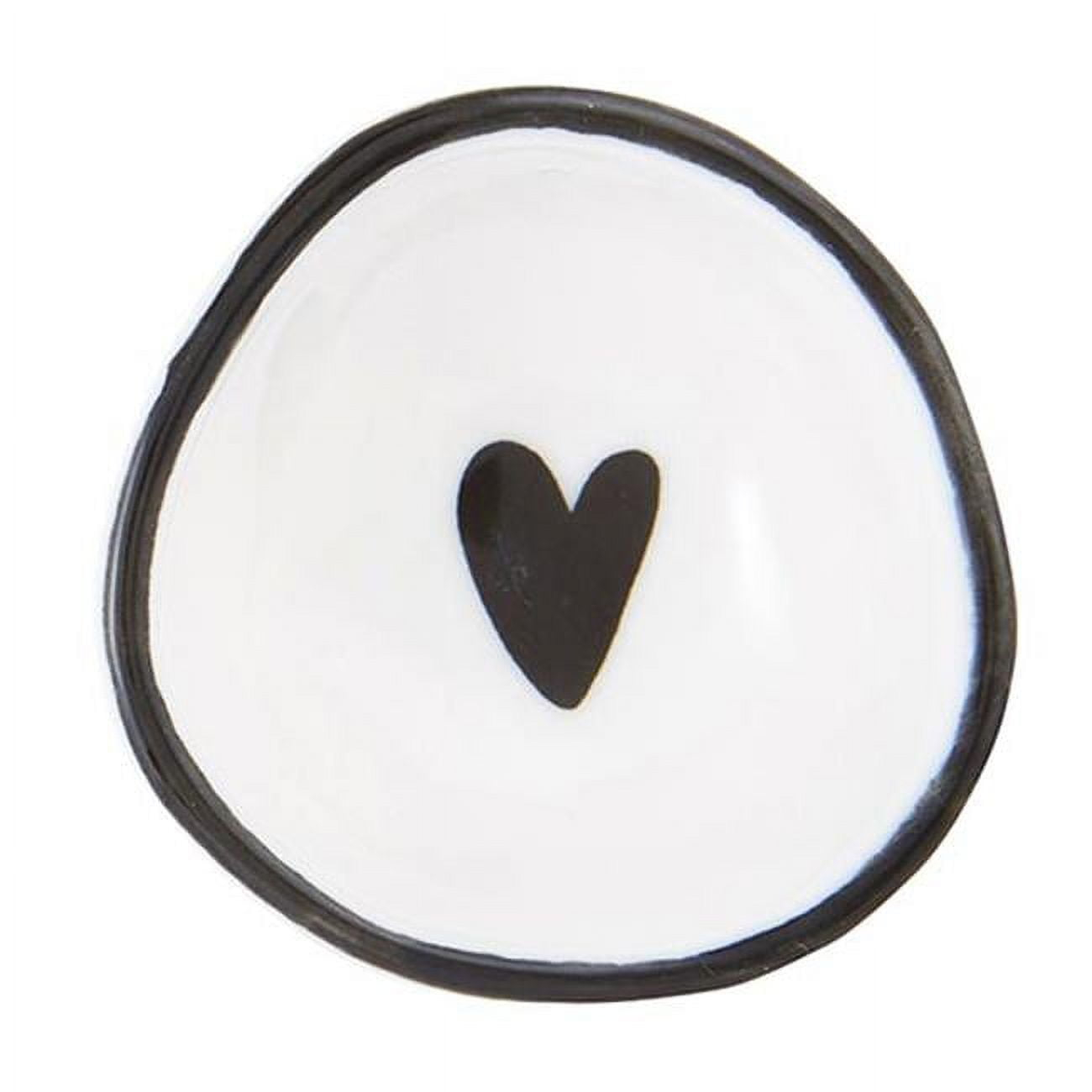 2" Handmade White Ceramic Ring Holder Dish with Heart Design