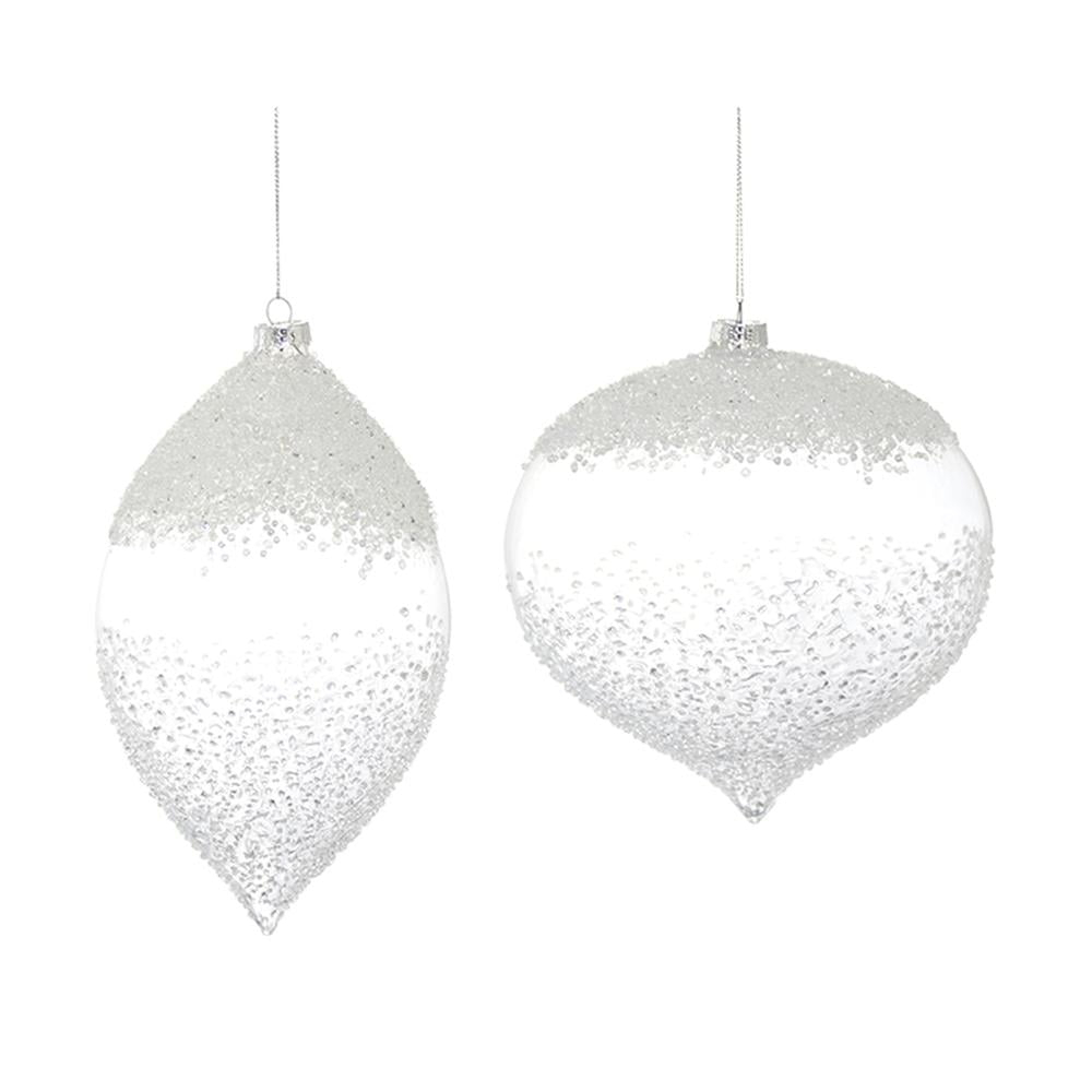 Melrose White Beaded Glass Ornament (Set of 4)