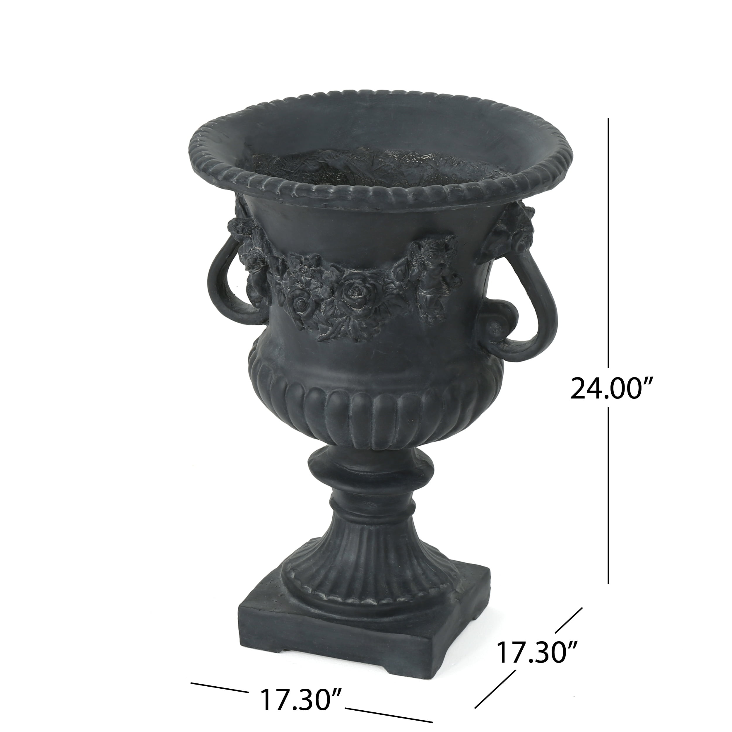Christopher Knight Home Buena Vista Outdoor 24-inch Cast Stone Urn by  Black
