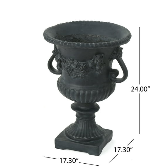 Christopher Knight Home Buena Vista Outdoor 24-inch Cast Stone Urn by  Black
