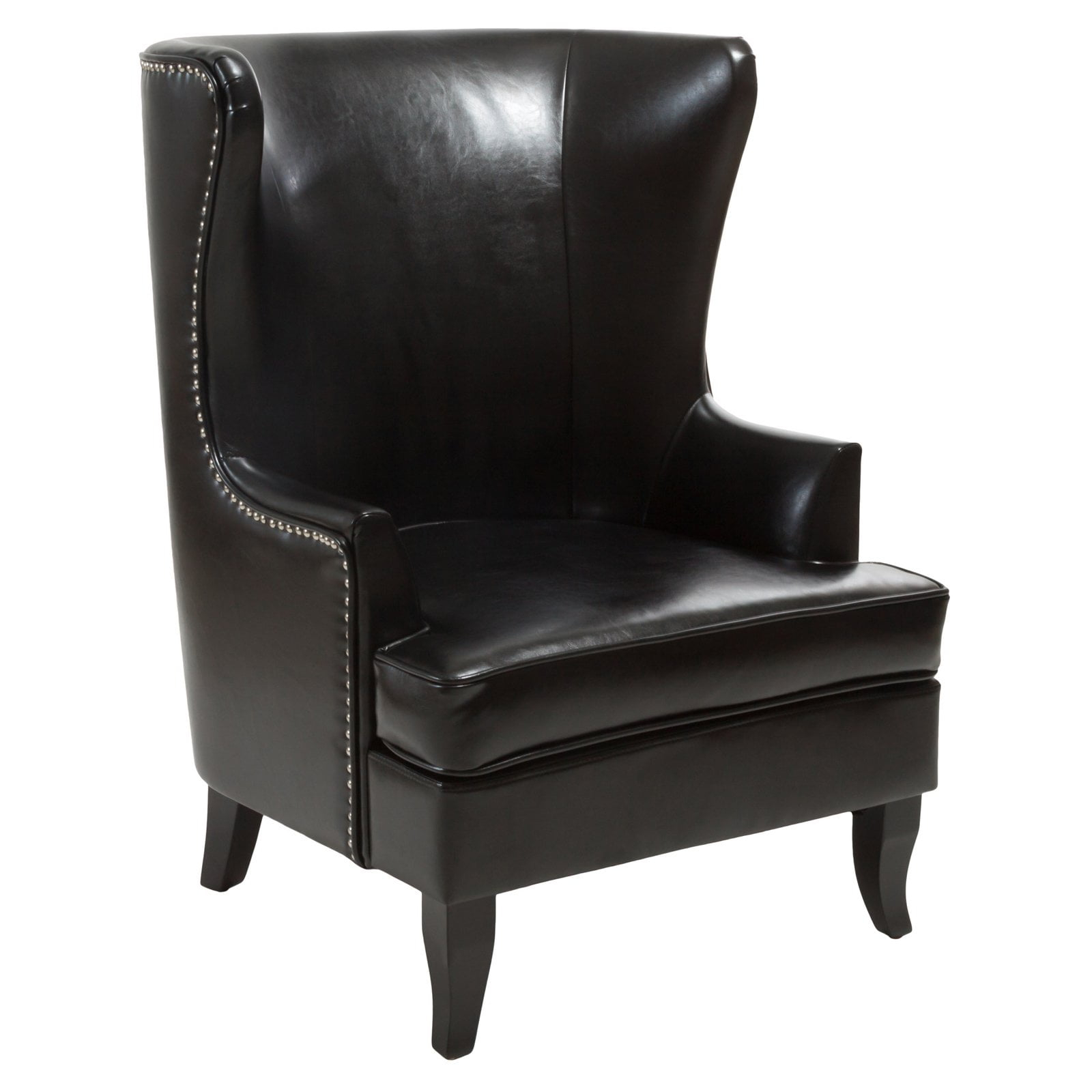 Christopher Knight Home Canterburry High Back Bonded Leather Wing Chair by  Club Chairs Black