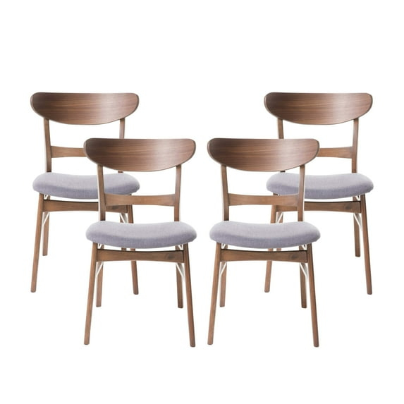 Christopher Knight Home Idalia Mid-century Modern Dining Chairs (Set of 4) by  Dark Gray + Walnut Walnut Finish