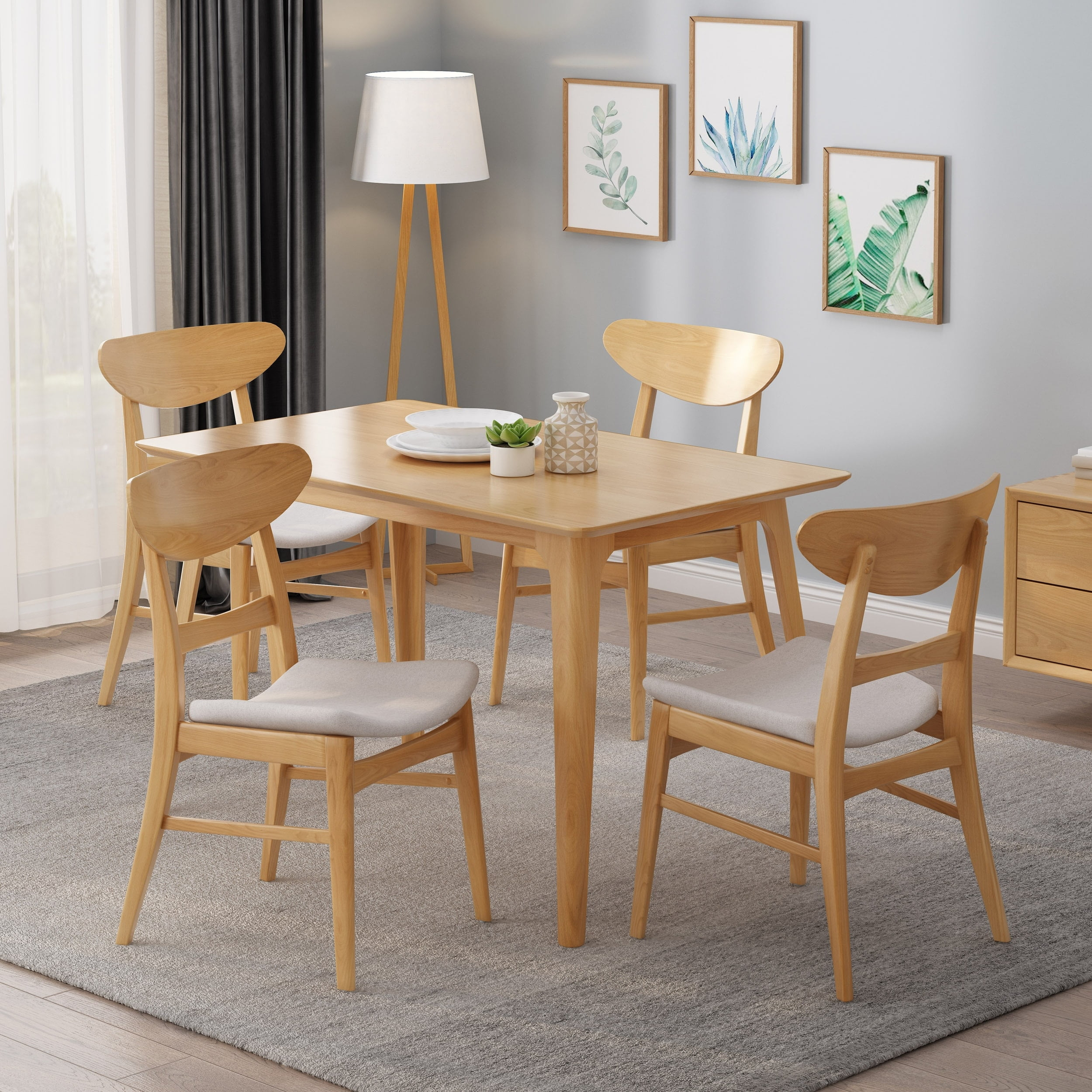 Christopher Knight Home Idalia Mid-century Modern Dining Chairs (Set of 4) by  Light Beige + Natural Oak Oak Finish