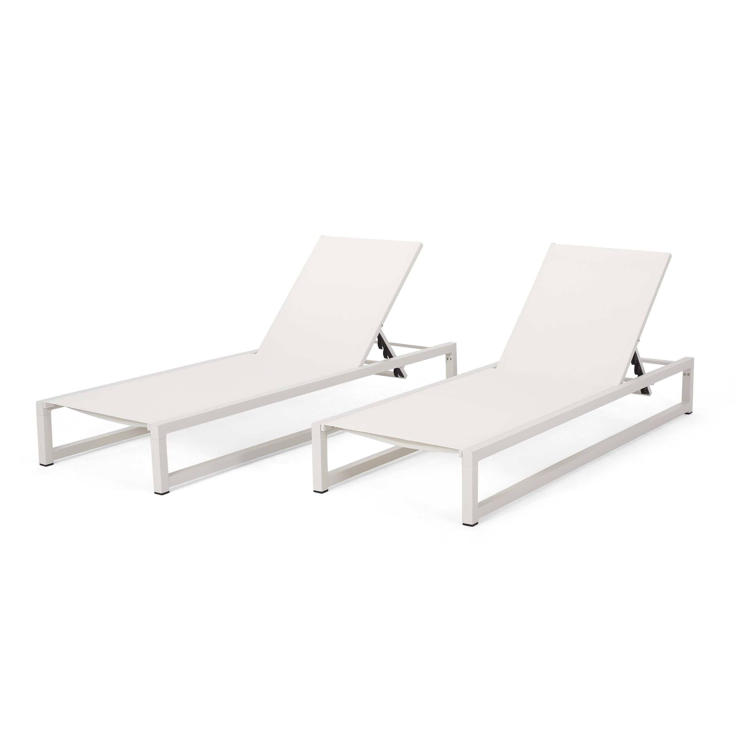 Christopher Knight Home Modesta Outdoor Aluminum Mesh Chaise Lounge (Set of 2) by  White