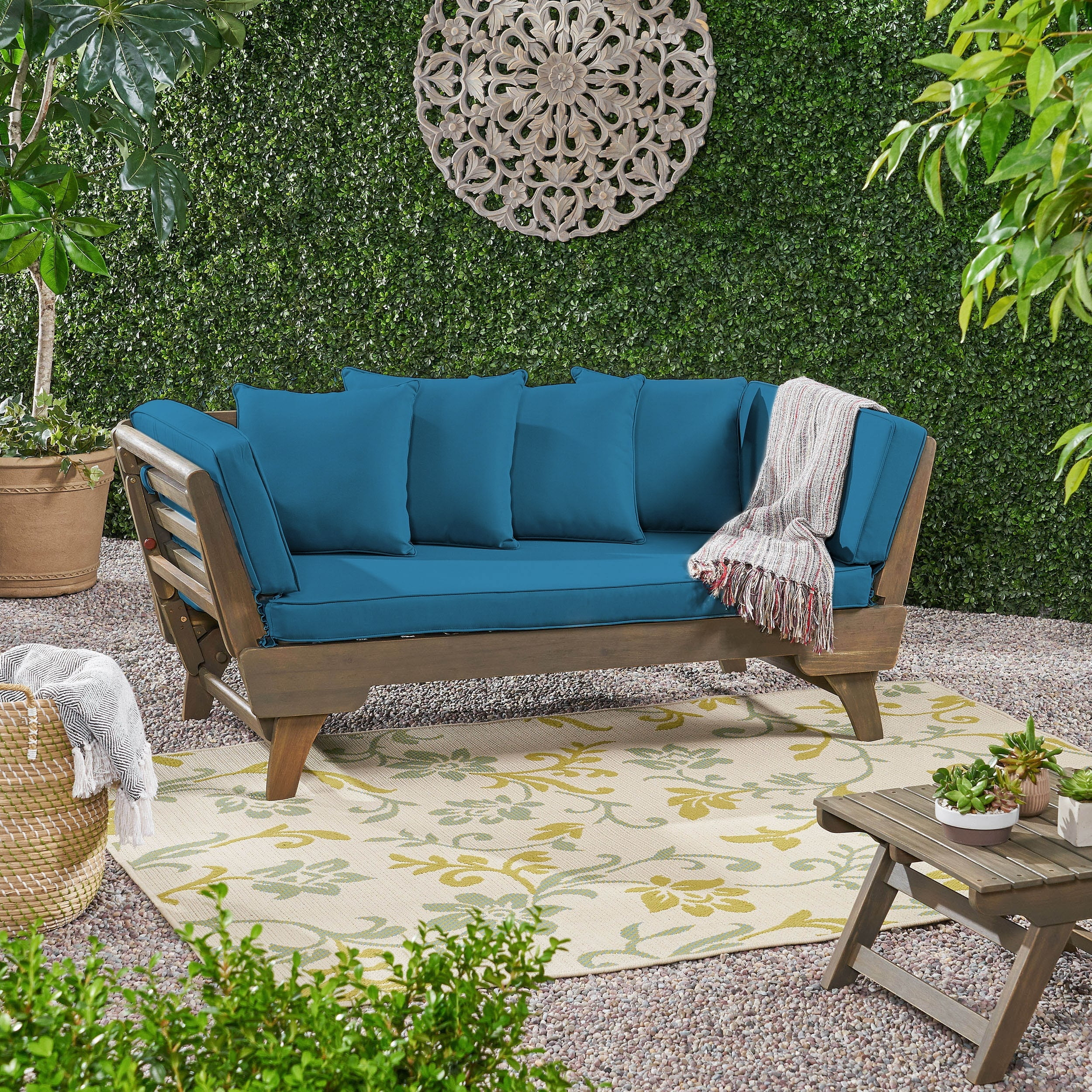 Christopher Knight Home Ottavio Outdoor Daybed with Cushions by  Dark Teal 3