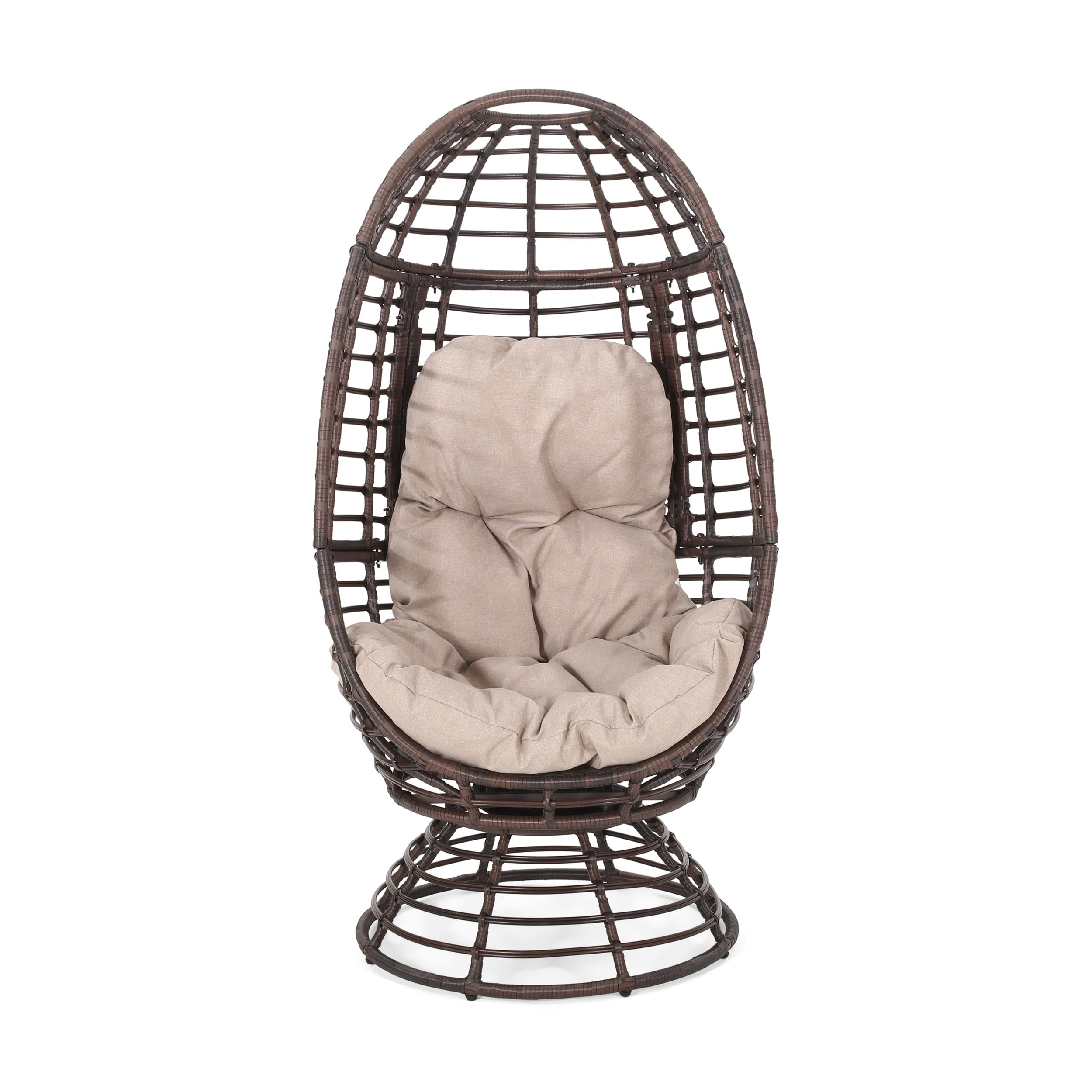 Christopher Knight Home Pitner Outdoor Wicker Swivel Egg Chair with Cushion by