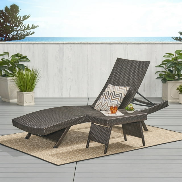 Christopher Knight Home Toscana Outdoor 2-piece Wicker Adjustable Chaise Lounge Set by  Brown