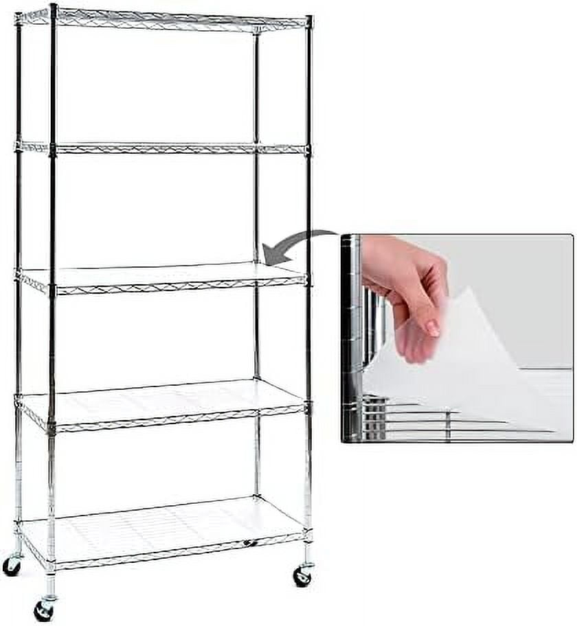 Chrome 4- Shelving Units and  Rack on Wheels with  Liners Set of 4  NSF Certified  Adjustable Matel Wire Shelving Unit Rack for Garage  Kitchen  Office(50H X 30W X 14D)
