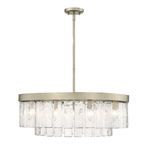 Golden Lighting Ciara 9-Light Chandelier in White Gold with Hammered Water Glass