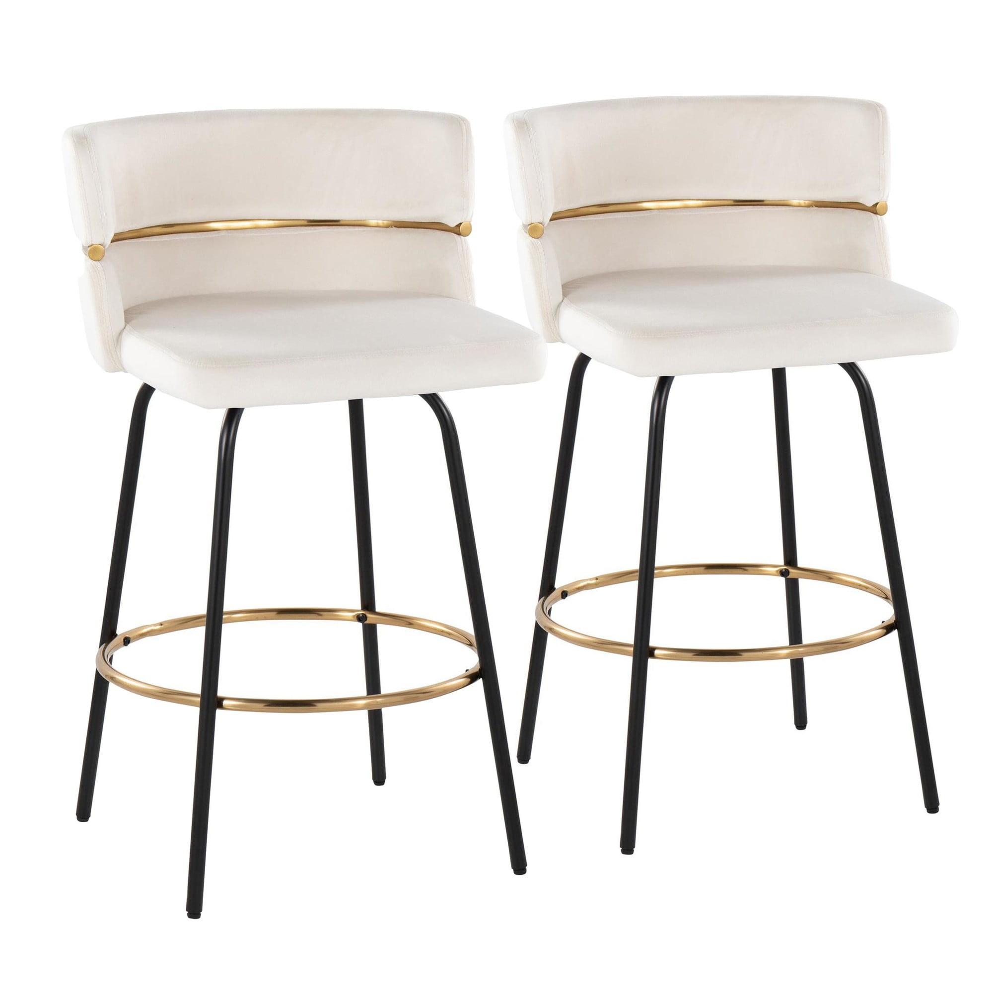 LumiSource Beige Cinch Claire 26" Fixed-Height Counter Stool - Set of 2